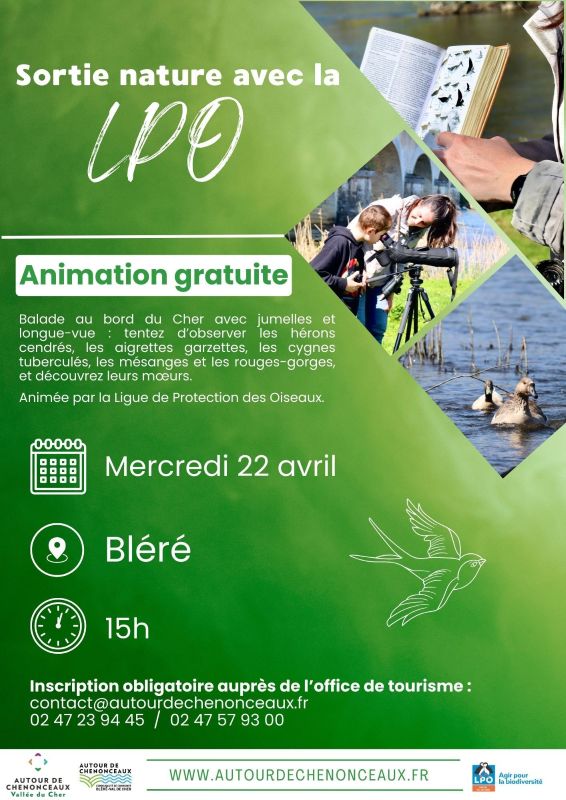 Visites nature au bord du Cher par la Ligue de Protection des Oiseaux