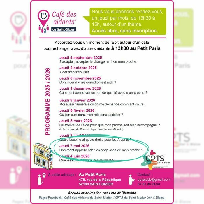 Café des Aidants – Saint-Dizier : Comment appréhender les angoisses de mon proche ?