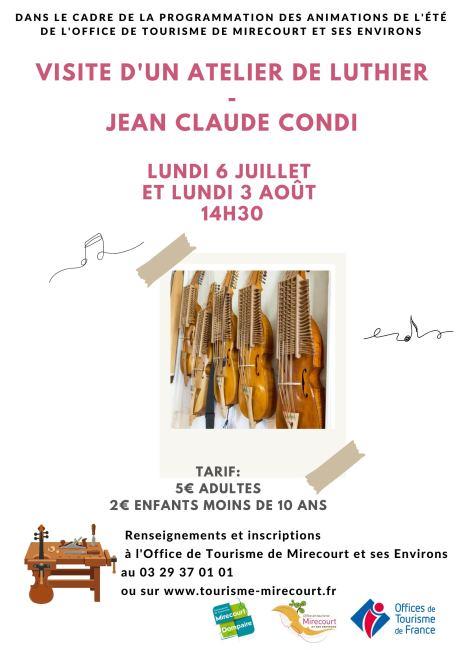 Visite d'un atelier de luthier Jean-Claude Condi