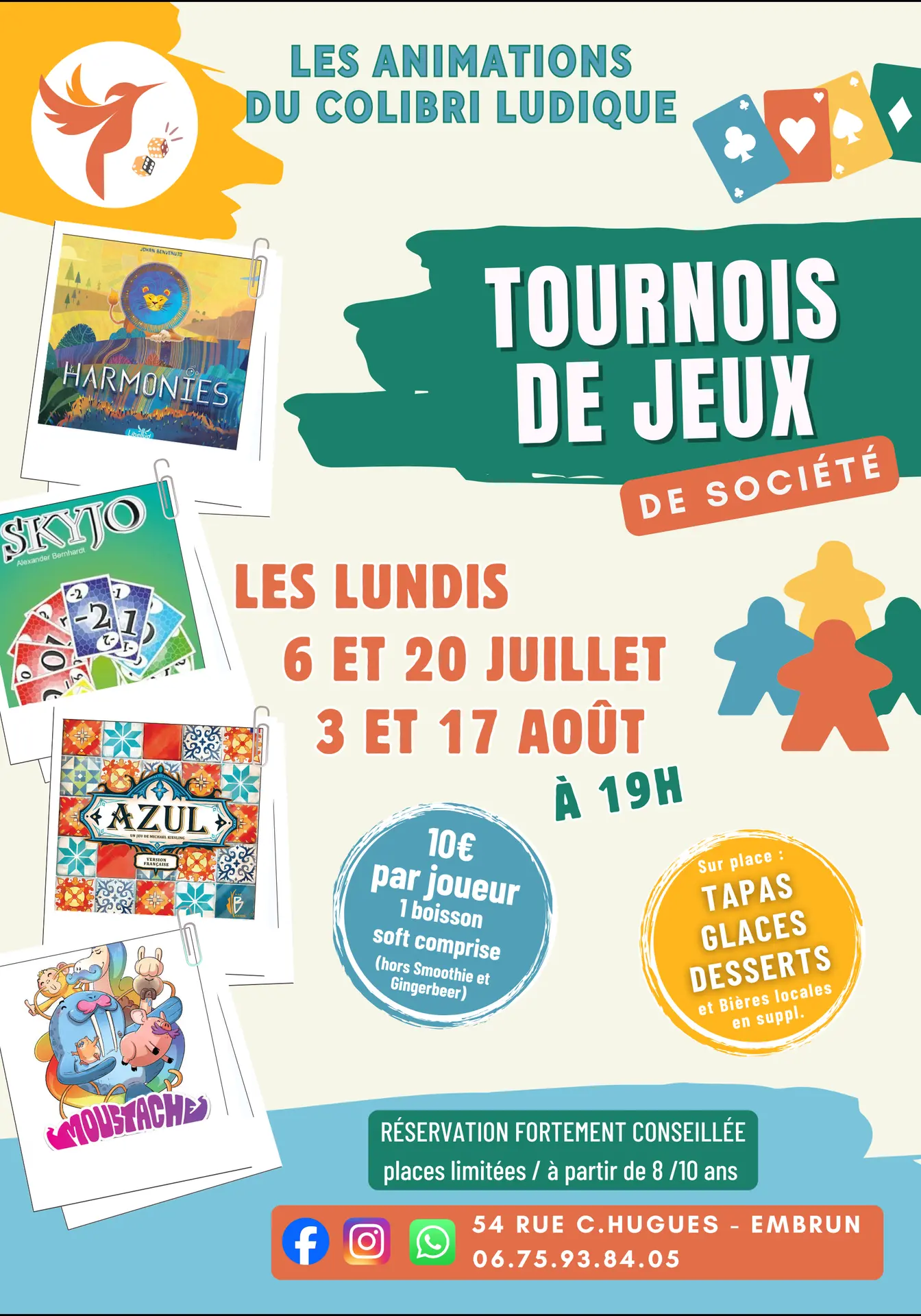 Tournois de Jeux (Skyjo, Azul, Harmonies et Moustache)