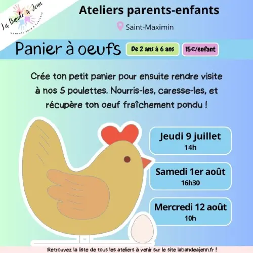 Atelier parent/enfant : Panier à oeufs - (enfants 2 ans à 6 ans)