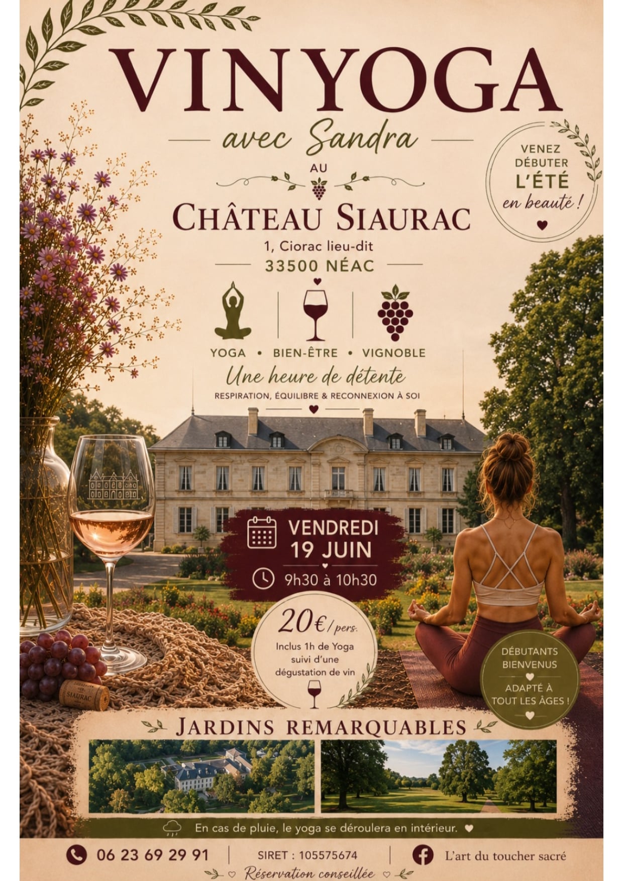 Vin & Yoga avec Sandra au Château Siaurac
