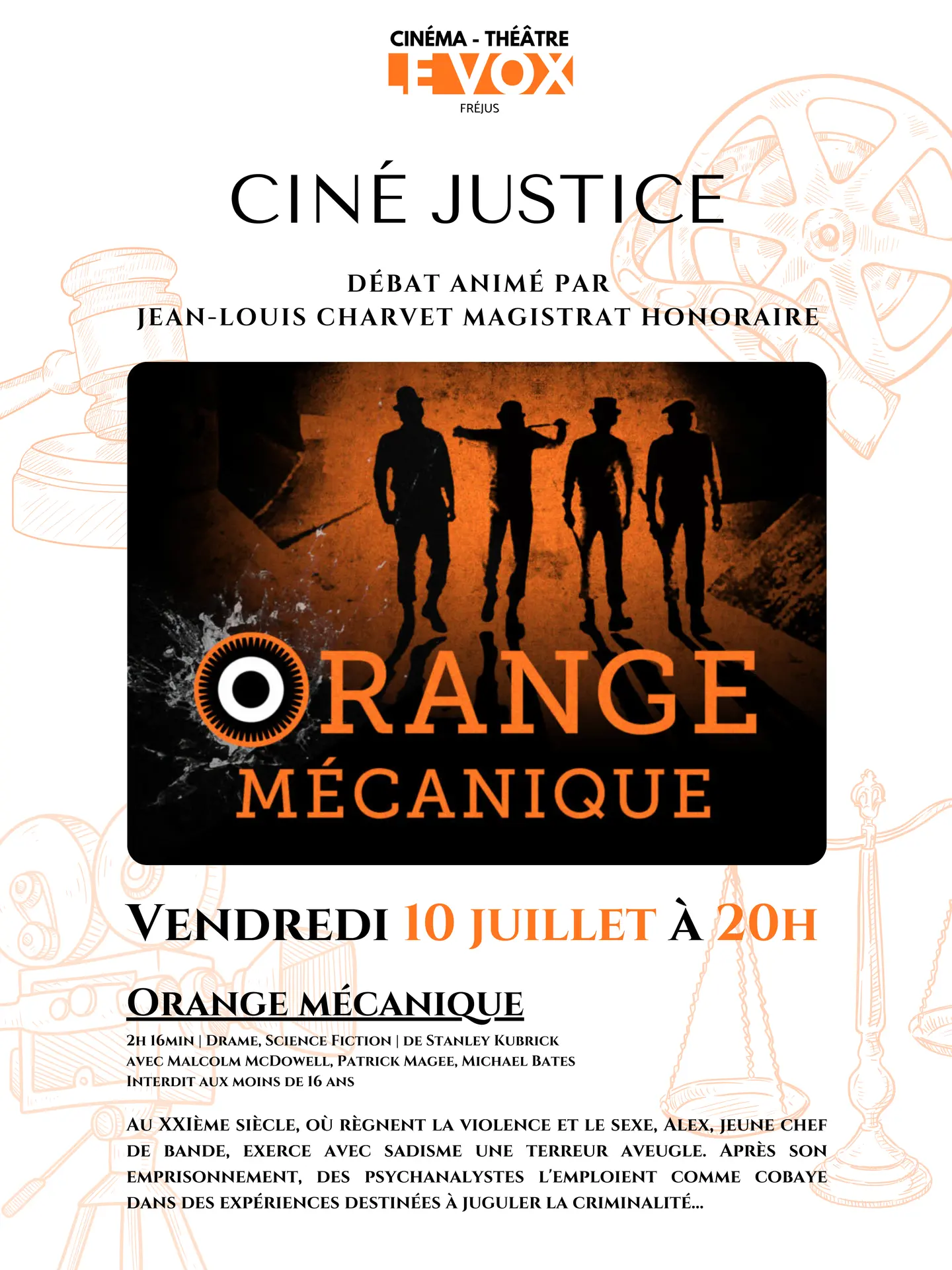CINE JUSTICE AU CINEMA LE VOX DEBAT ANIME PAR JEAN LOUIS CHARVET MAGISTRAT HONORAIRE