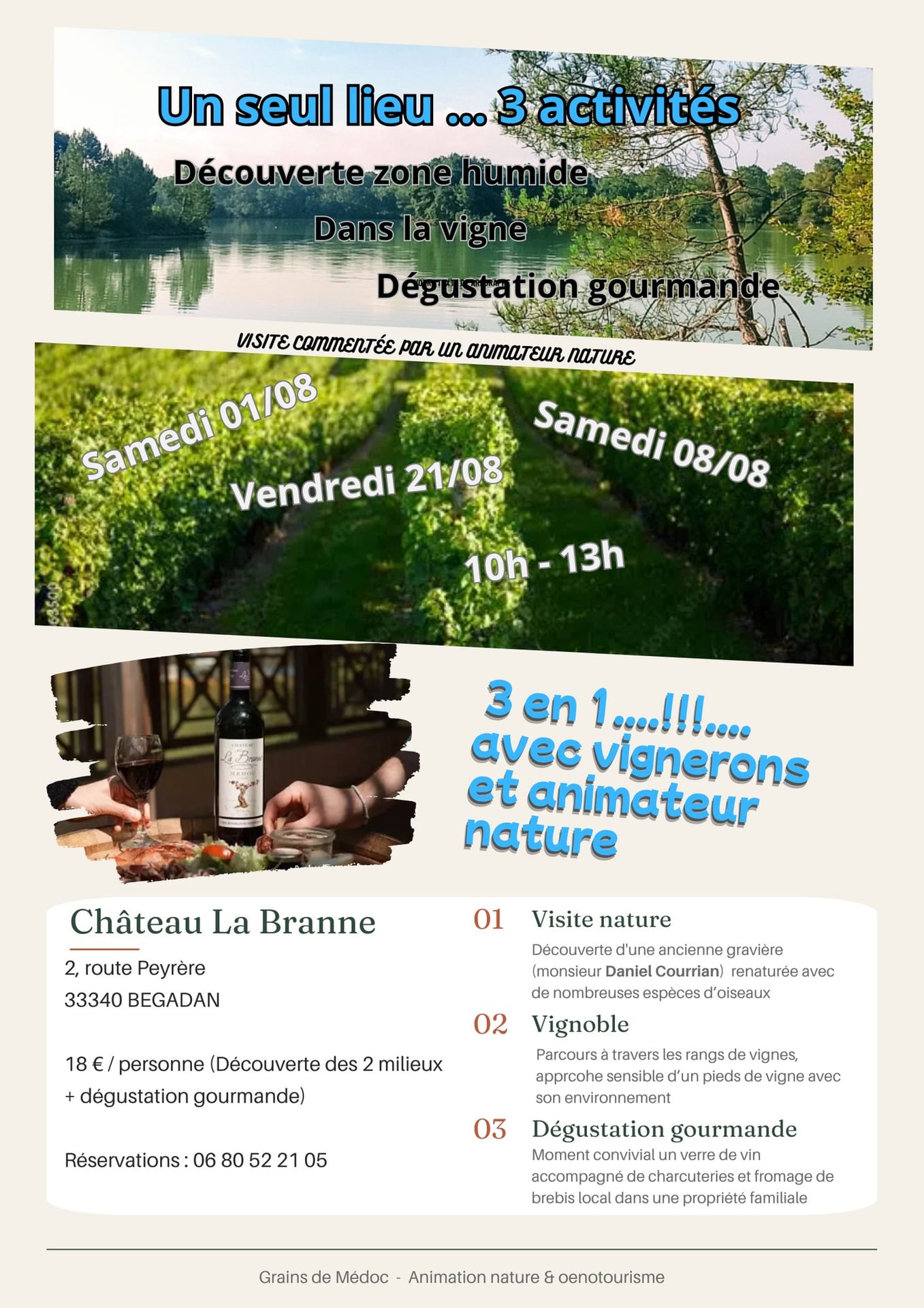 Visite nature, vignoble et gourmande au Château La Branne