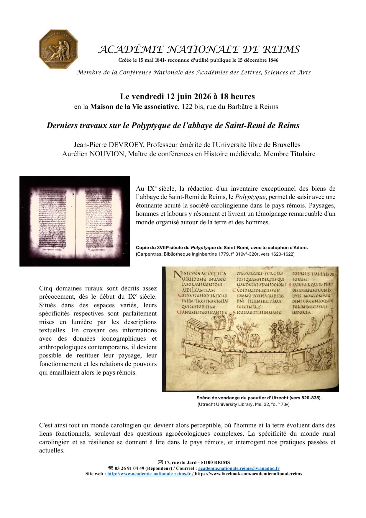 Séance mensuelle de l'Académie Nationale de Reims