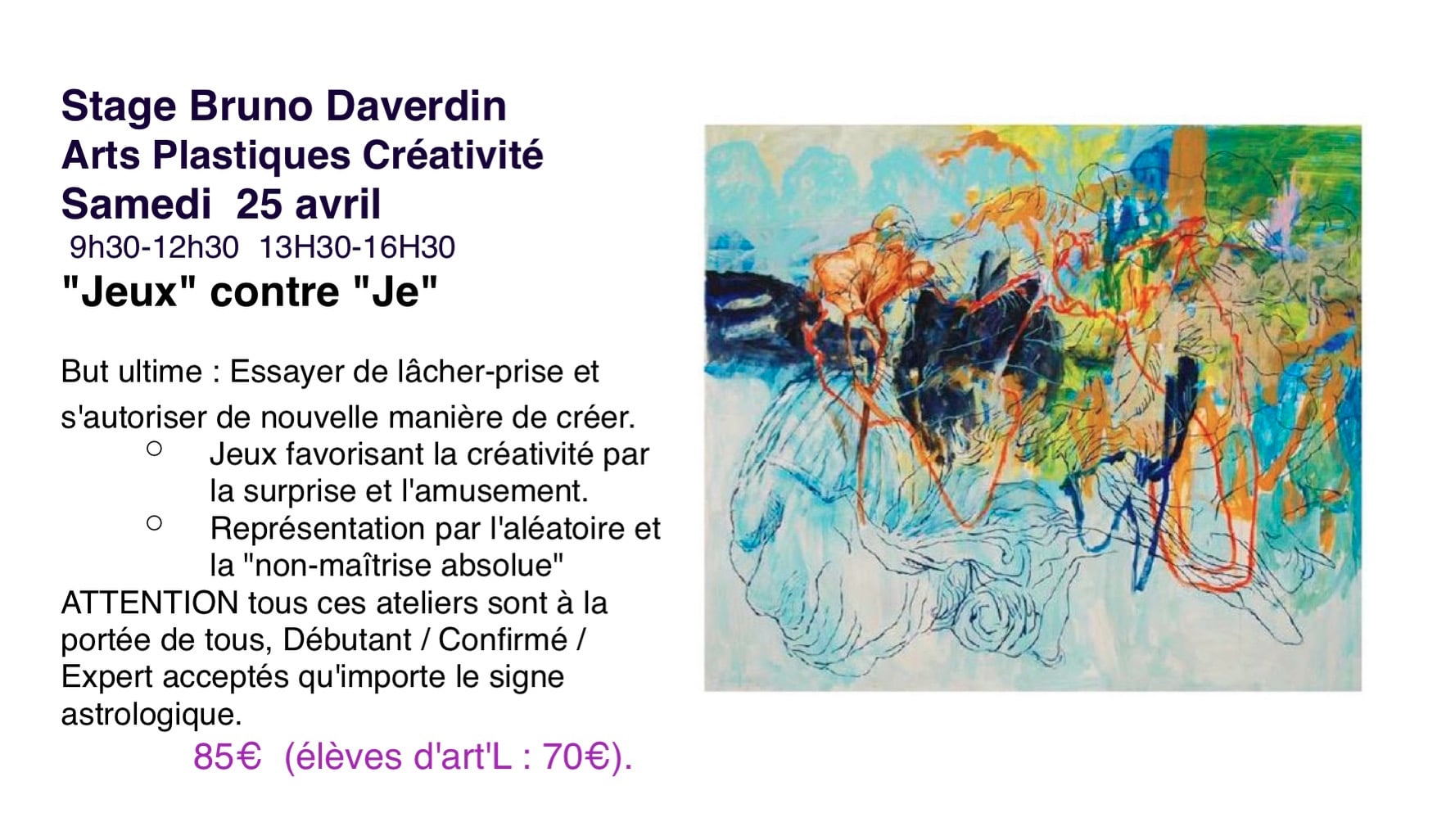 Stage avec Bruno Daverdin – Arts plastiques créativité – « Jeux » contre « Je »