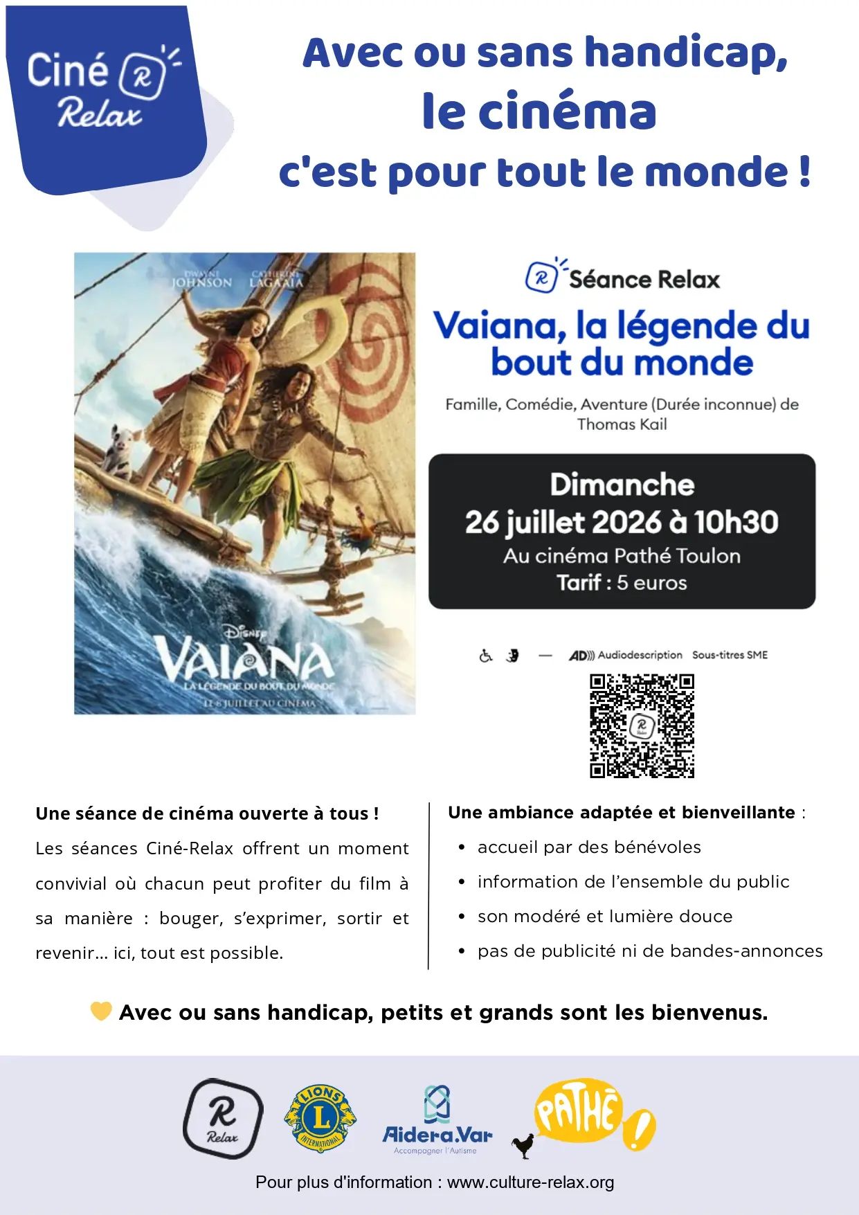 Cinéma - Ciné Relax "Vaiana, la légende du bout du monde"