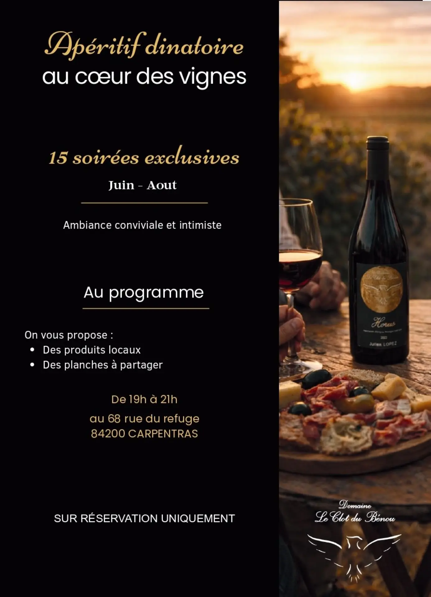 Apéritif dinatoire au coeur des vignes - Domaine Le Clot de Bénou