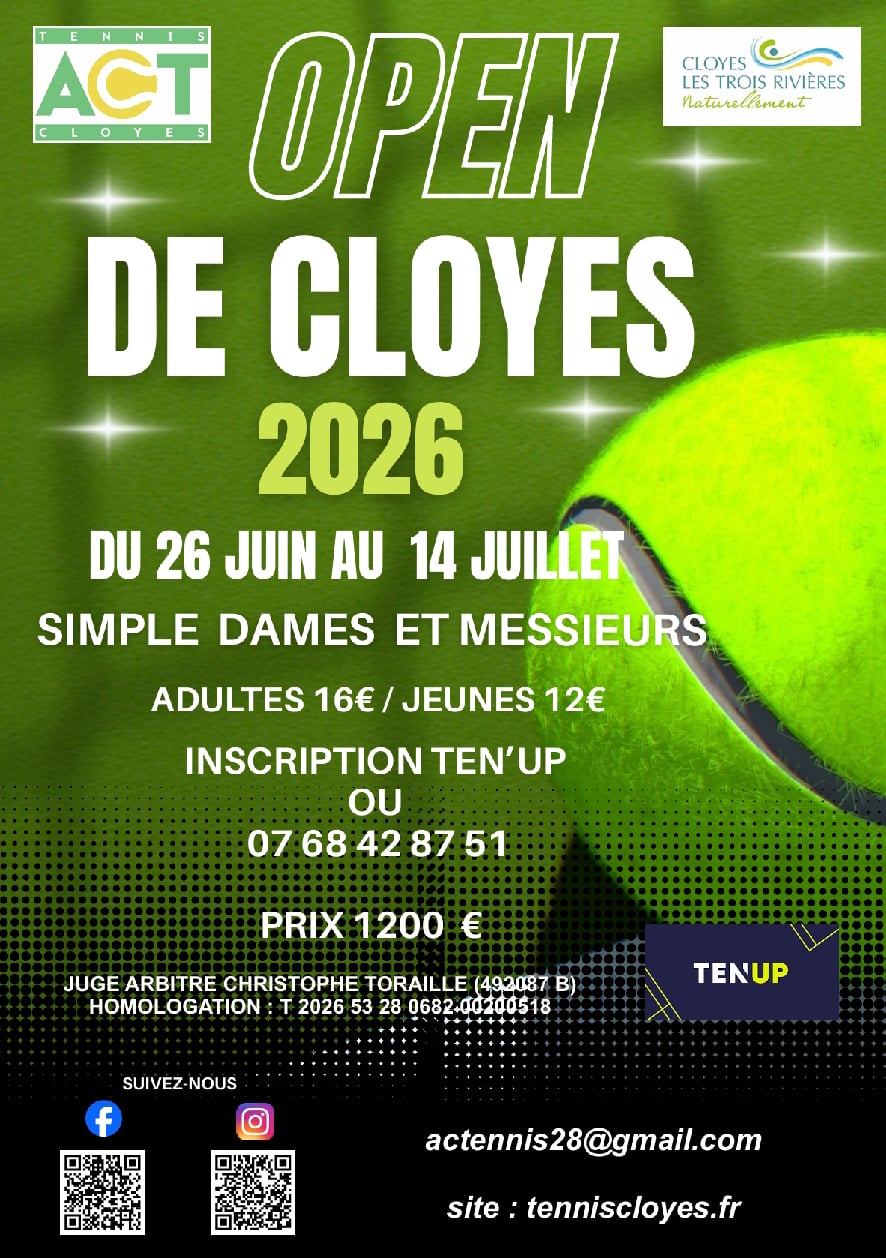 Compétition de Tennis - Open de Cloyes 2026
