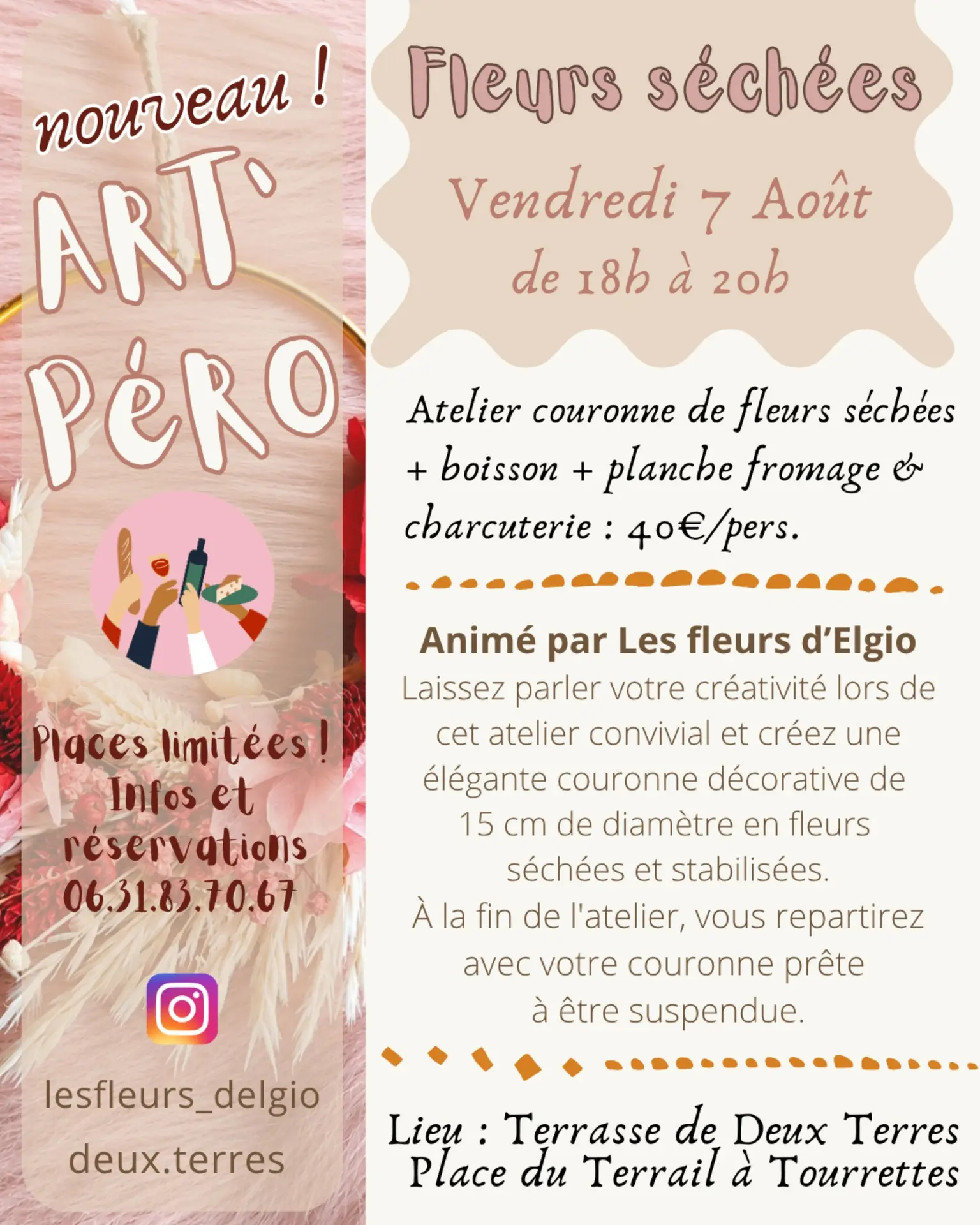 ART 'Péro ' Couronne de Fleurs séchées'