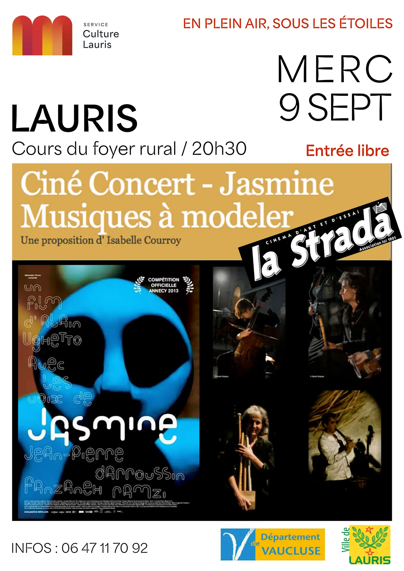 Ciné concert  "Jasmine - Musiques à modeler"