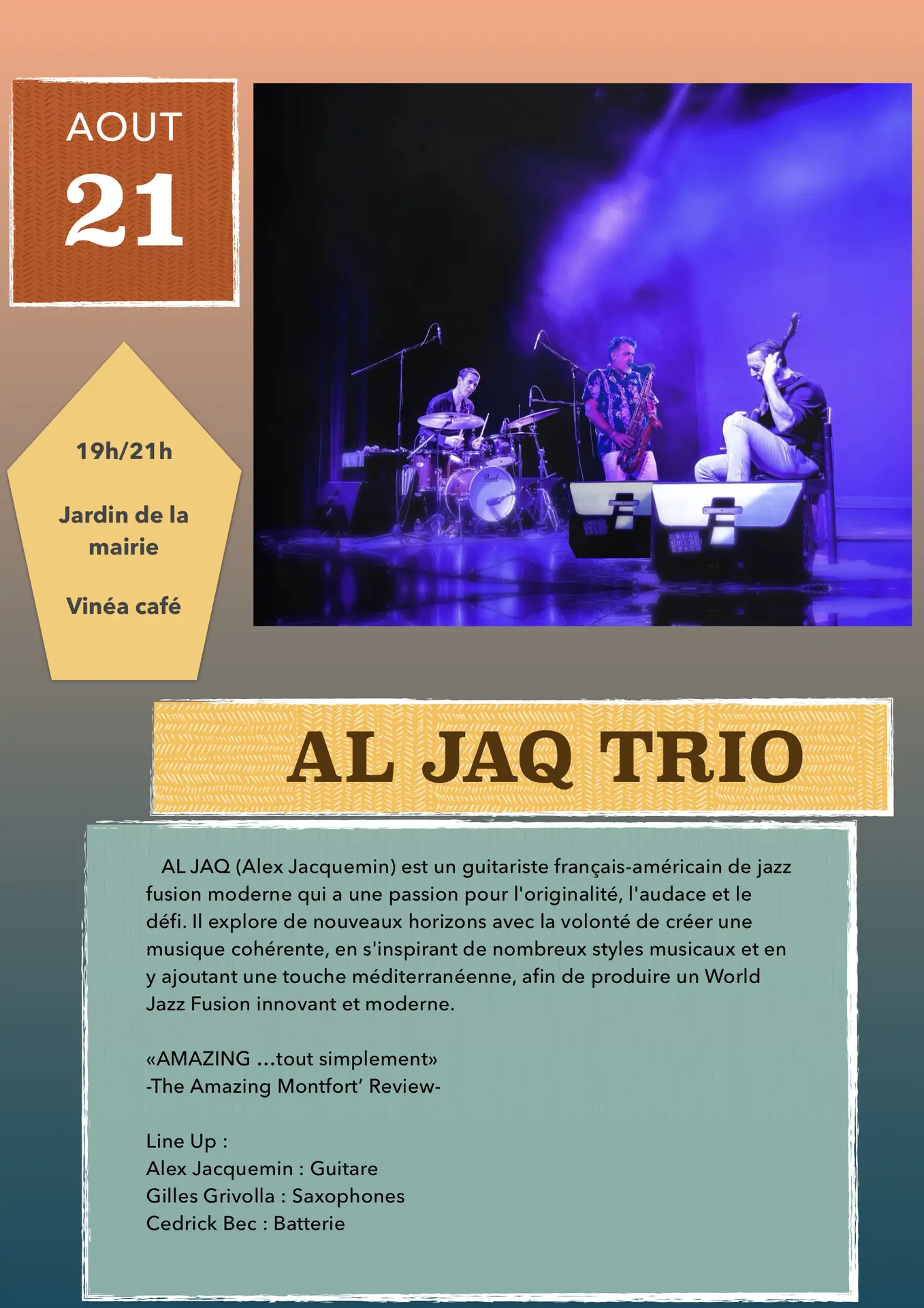 Concert : Al Jaq Trio - musique jazz fusion | Musical'Eté
