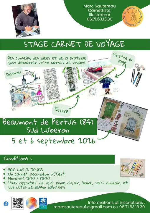 Stage carnet de voyage  à Beaumont de pertuis