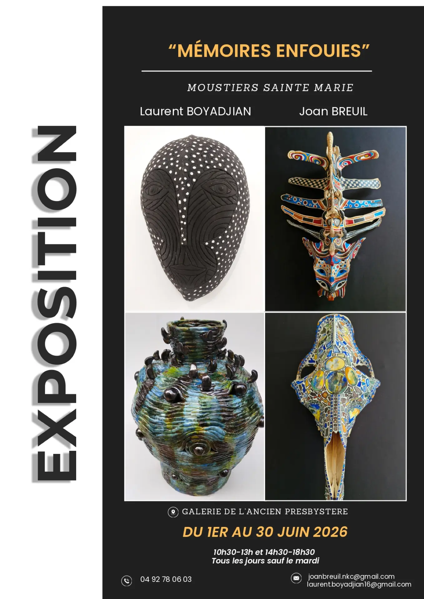 Exposition & vente "Mémoires Enfouies" / Peinture sur os & Céramique