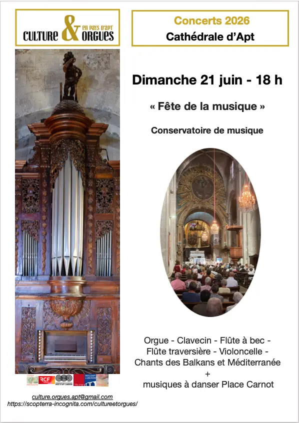 Culture et orgues en Pays d'Apt - Fête de la musique