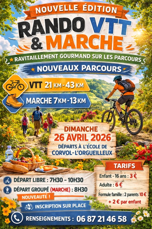 Rando VTT & marche de l’école de Corvol-l'Orgueilleux - Nouvelle édition