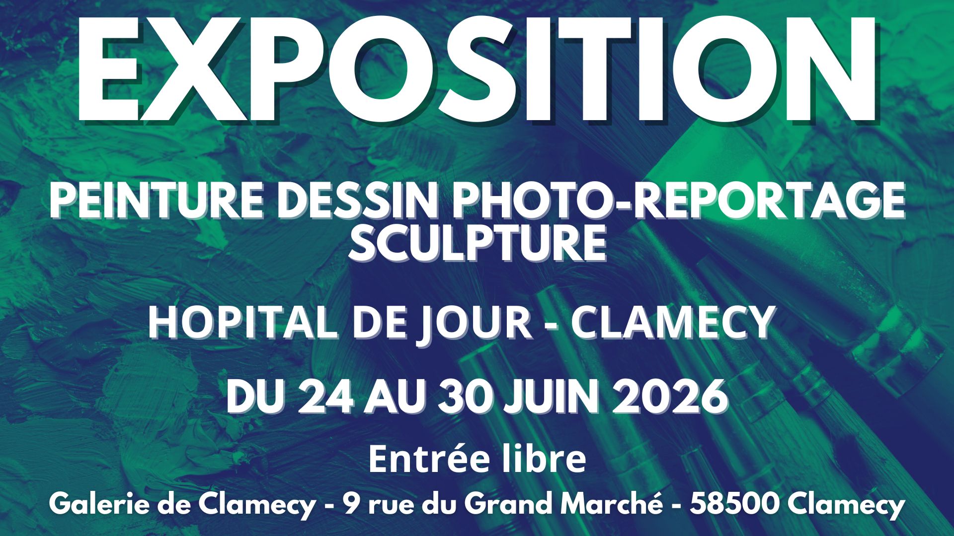 Exposition de peintures, dessins, photo-reportages et de sculptures