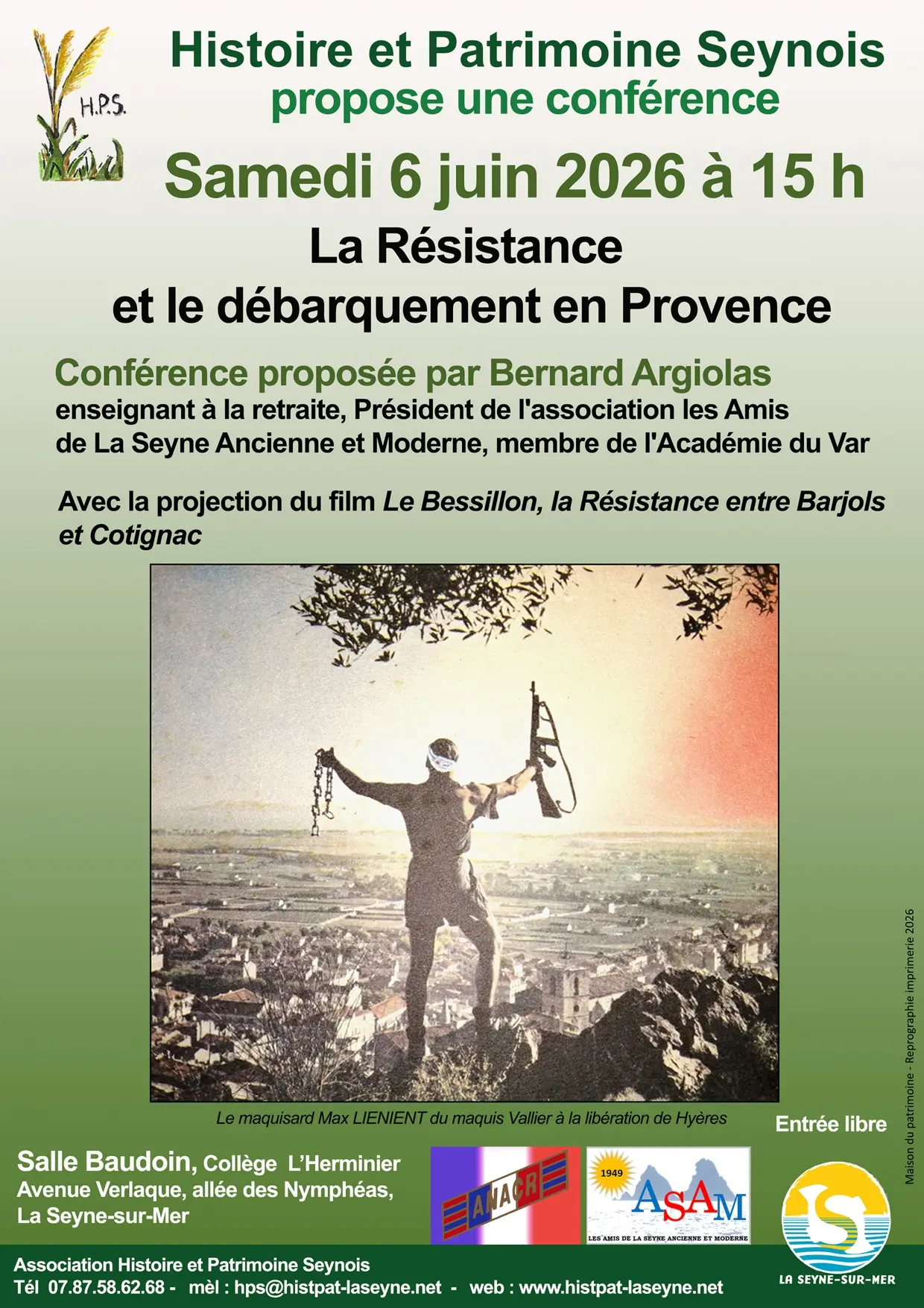 Conférence  "La Résistance et le débarquement de Provence"