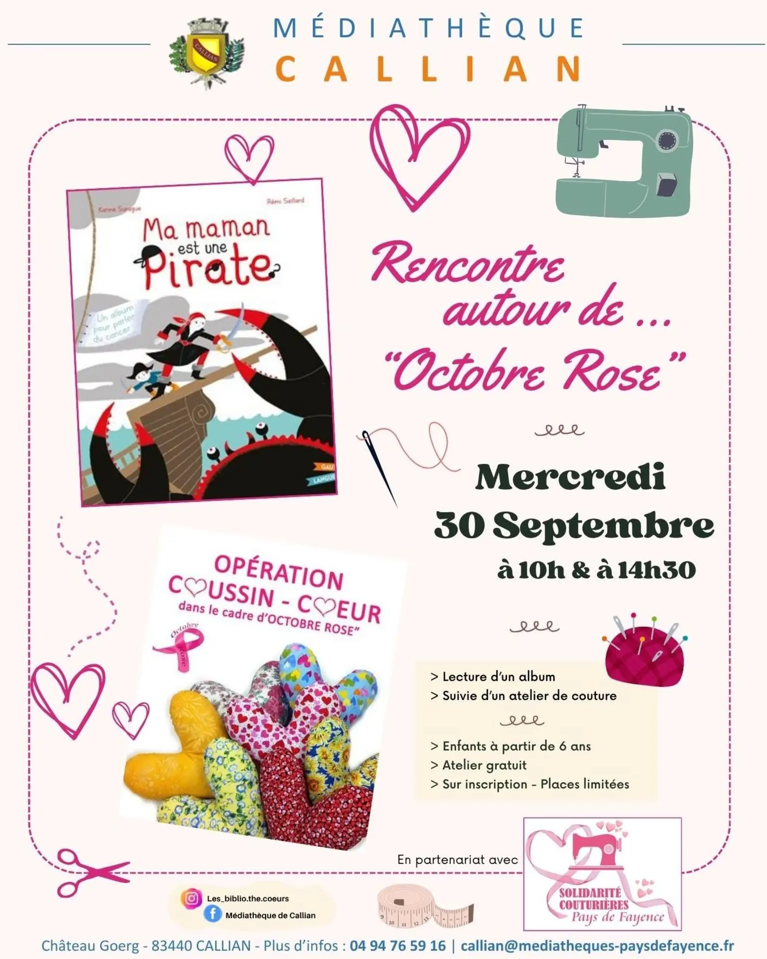 Opération' Coussin Coeur' - Octobre Rose