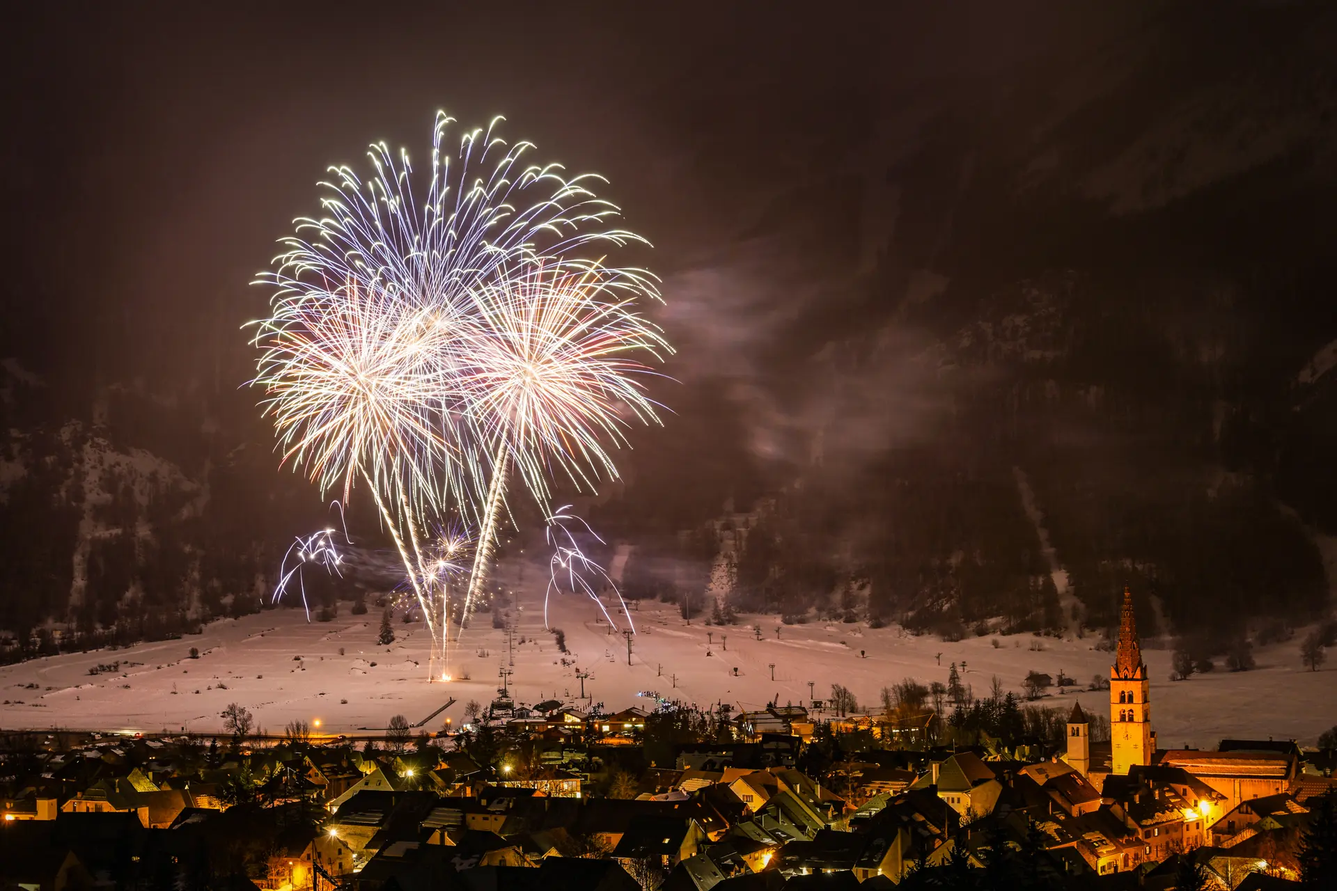Féérie du nouvel an et feu d'artifice
