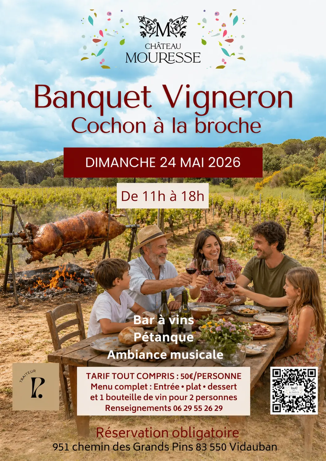 Banquet Vigneron- Cochon à la Broche- Château Mouresse
