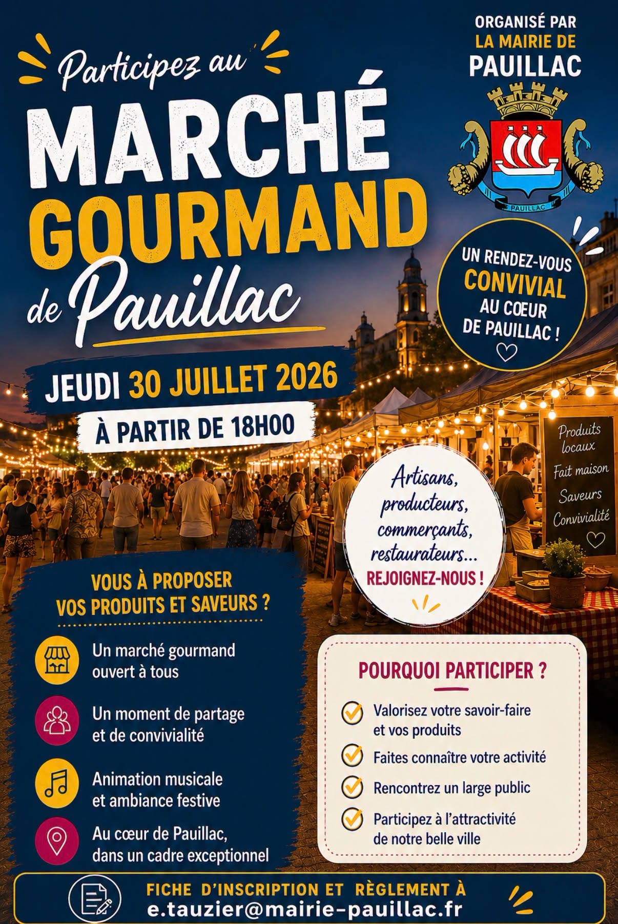 Marché nocturne et gourmand à Pauillac
