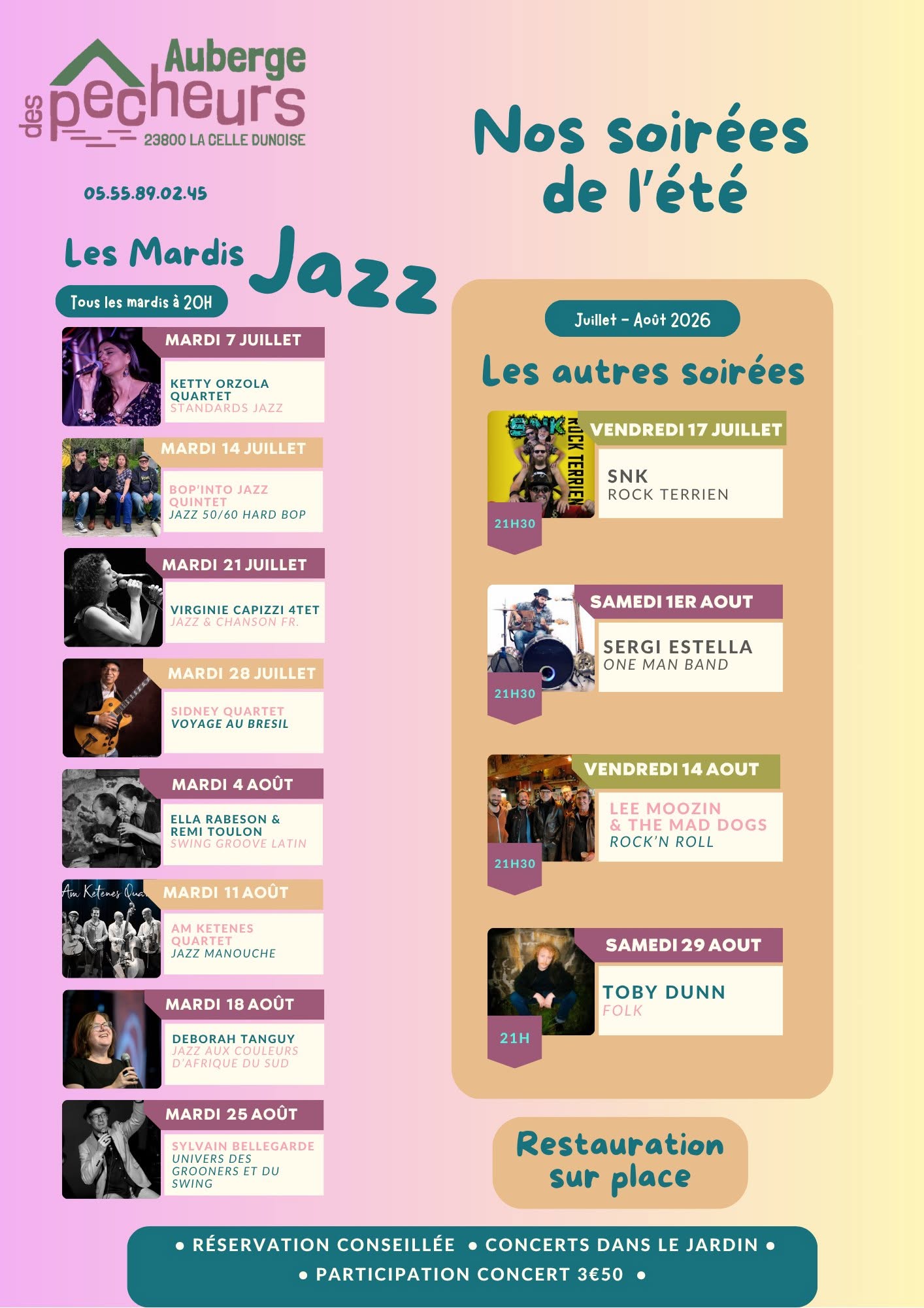 Concerts à l'Auberge des Pêcheurs