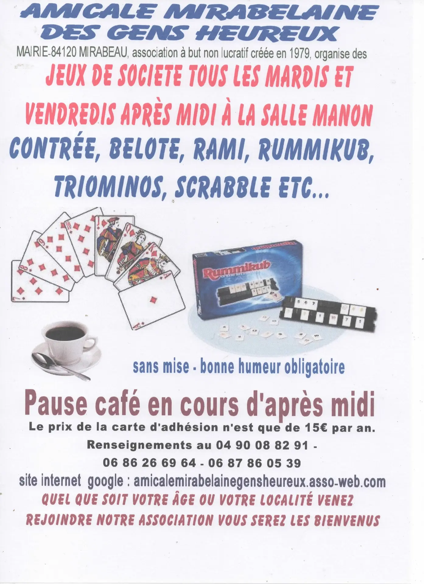 Jeux de Société à Mirabeau le mardi et vendredi après midi