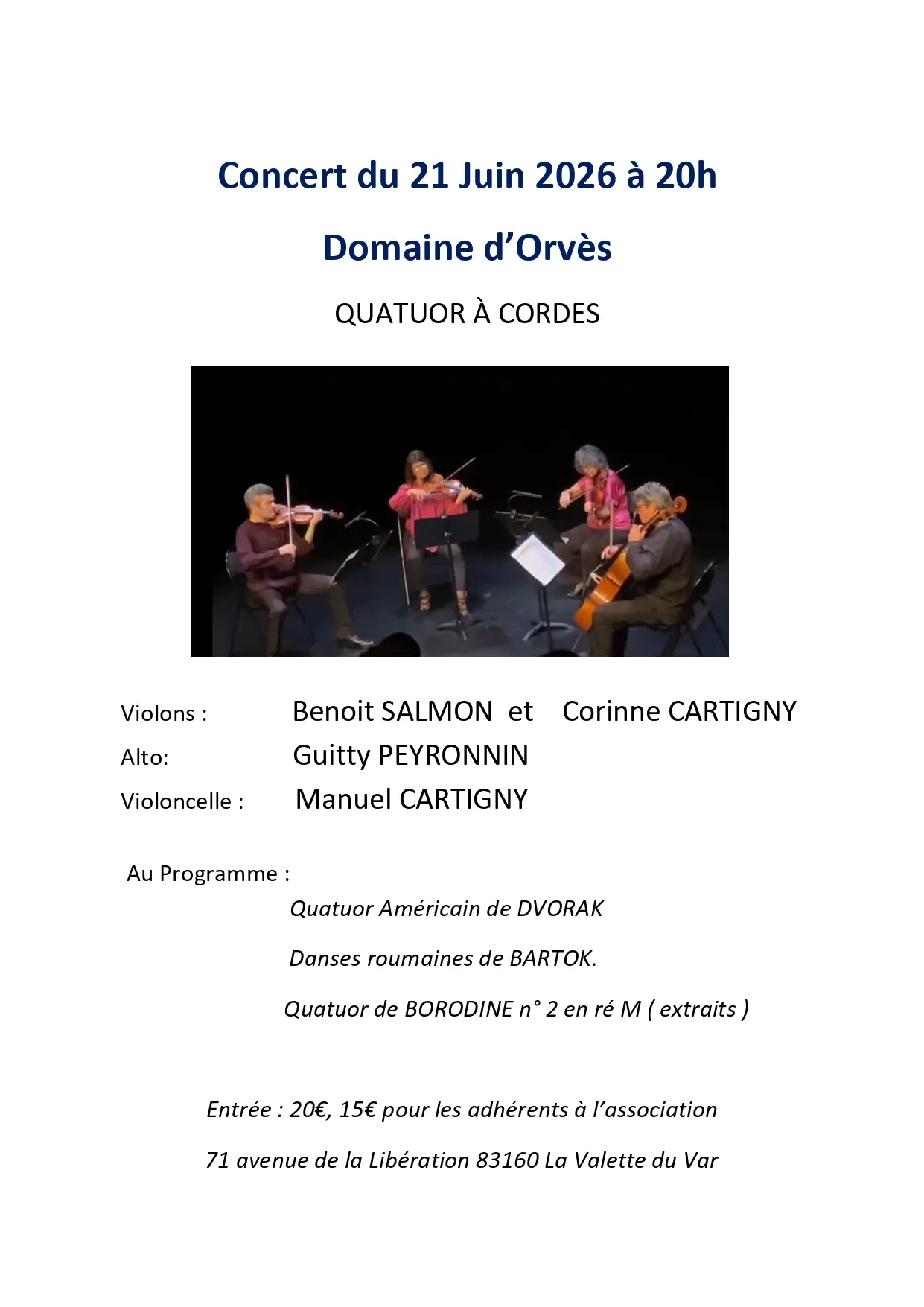Concert - Quatuor à cordes au Domaine d'Orvès