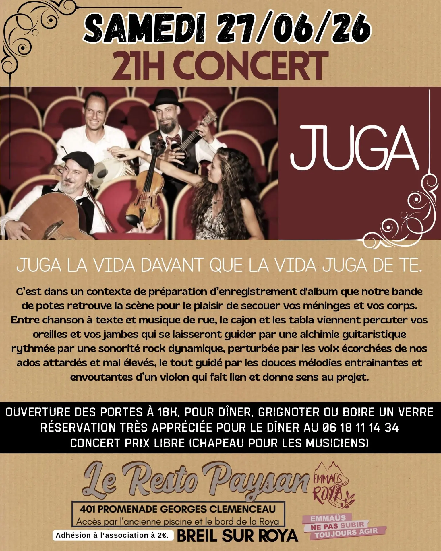 Resto paysan : concert Juga