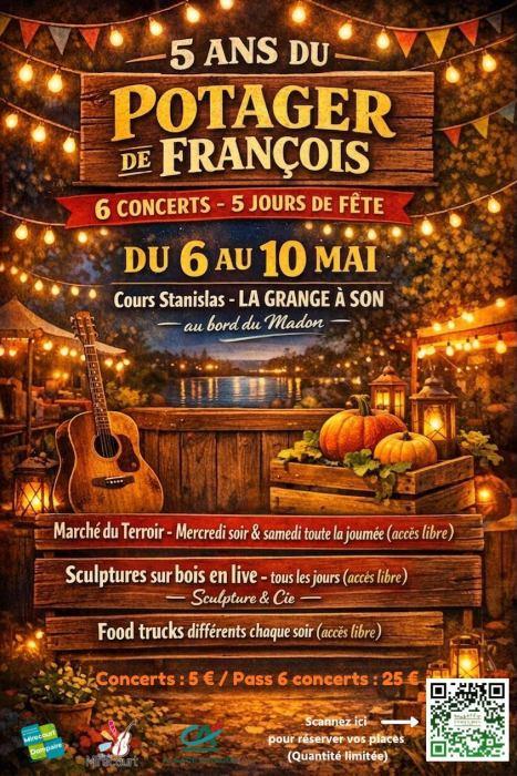 Les 5 ans du Potager de François - marchés - concerts - sculpteurs en live