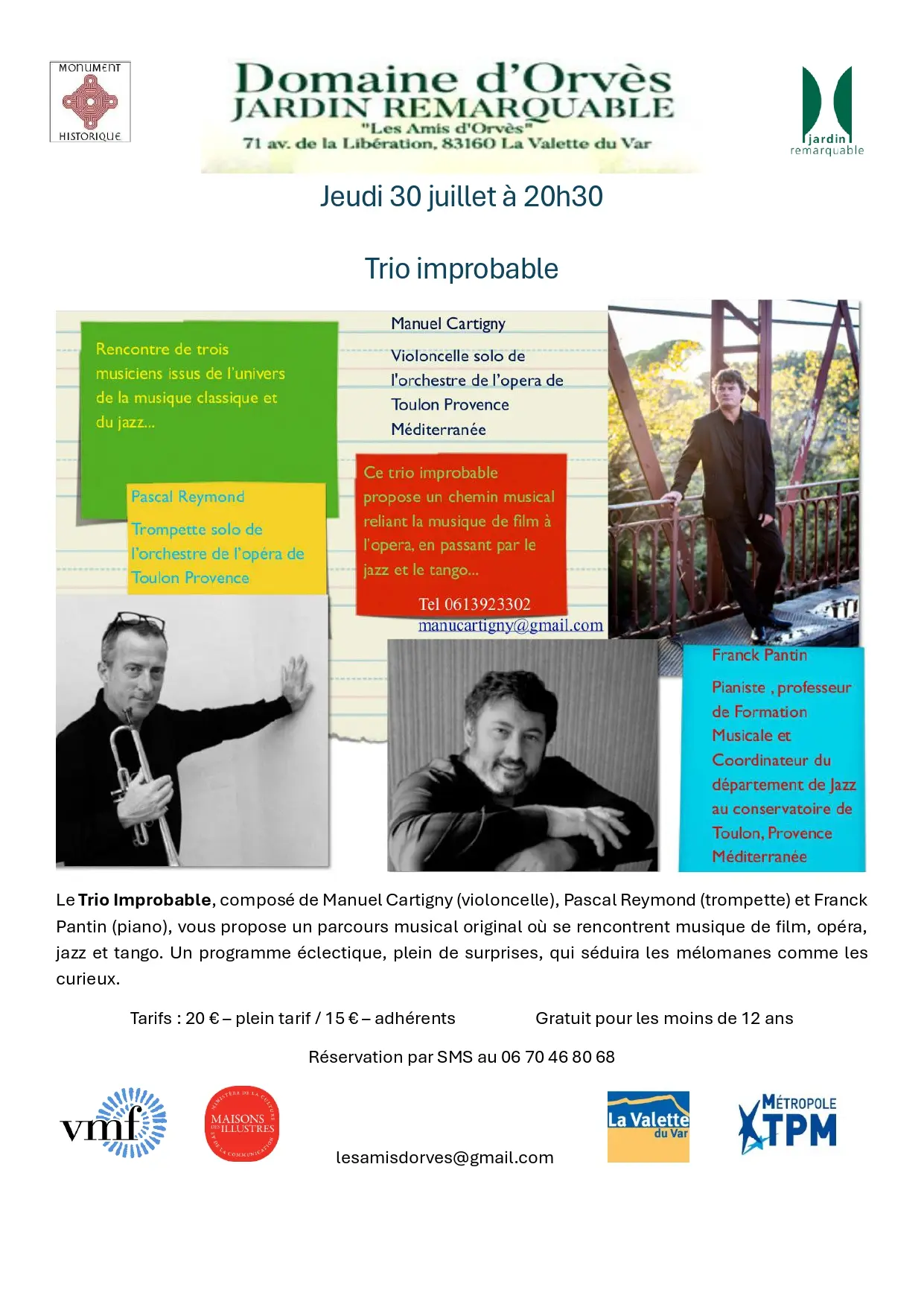 Concert - "Trio improbable" au Domaine d'Orvès