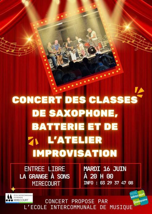 Concert - classes de saxophone de batterie et de l’atelier improvisation