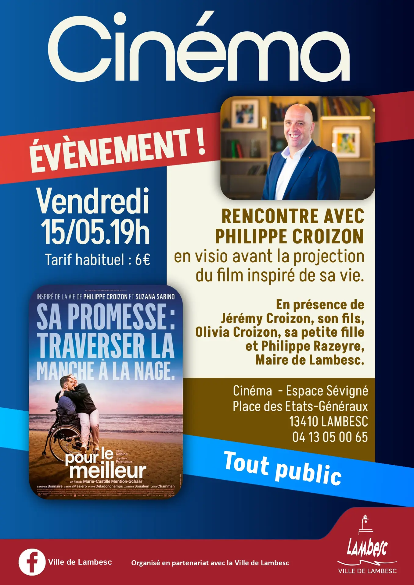 Projection de "Pour le meilleur" et rencontre en visioconférence avec Philippe Croizon