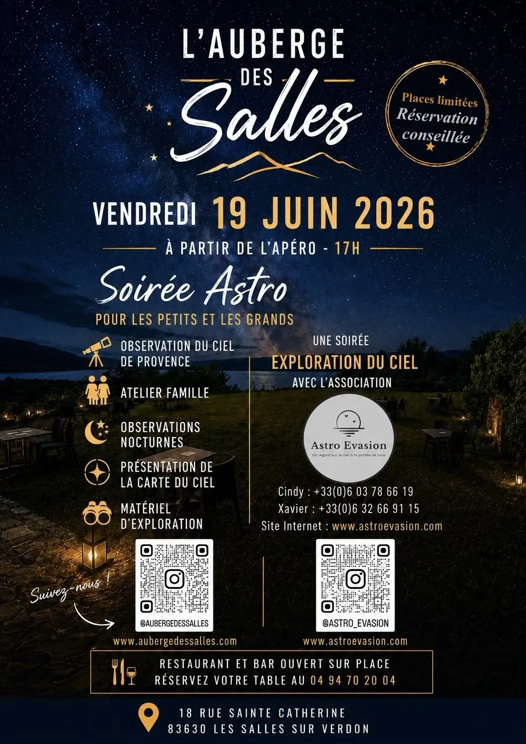 Soirée Astro à l'Auberge des Salles
