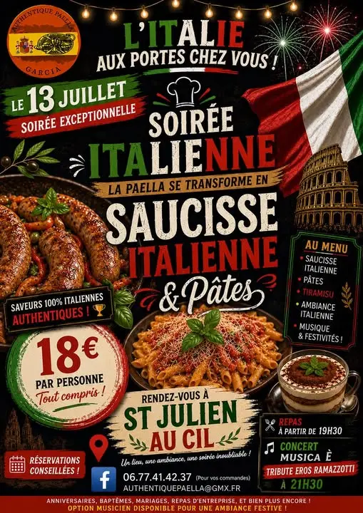 Soirée italienne : repas et concert