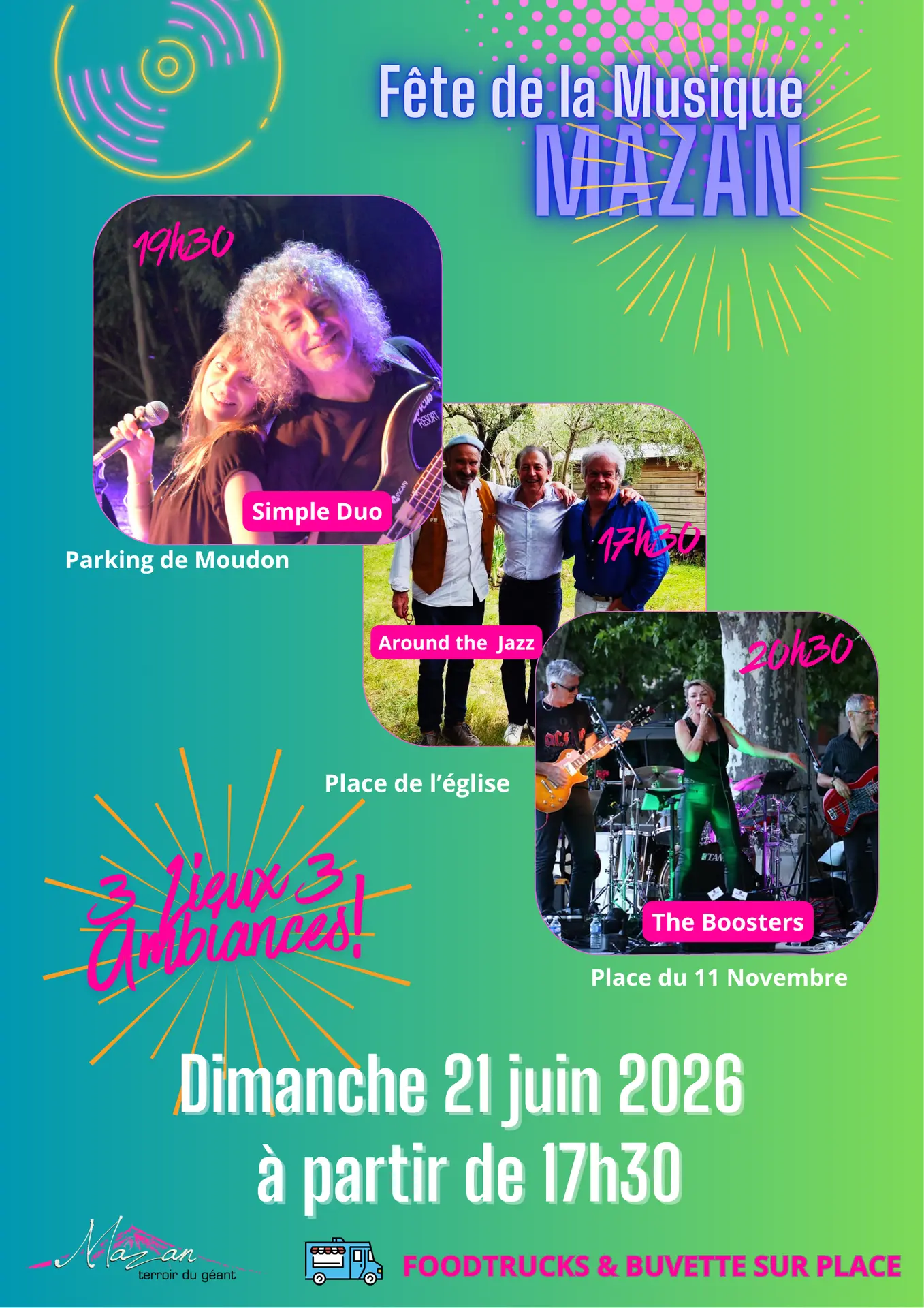 Fête de la Musique MAZAN : 3 lieux, 3 ambiances