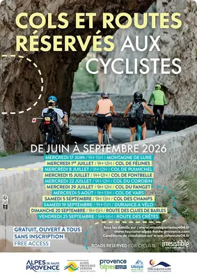 Cols et routes réservés aux cyclistes - Route des Crêtes
