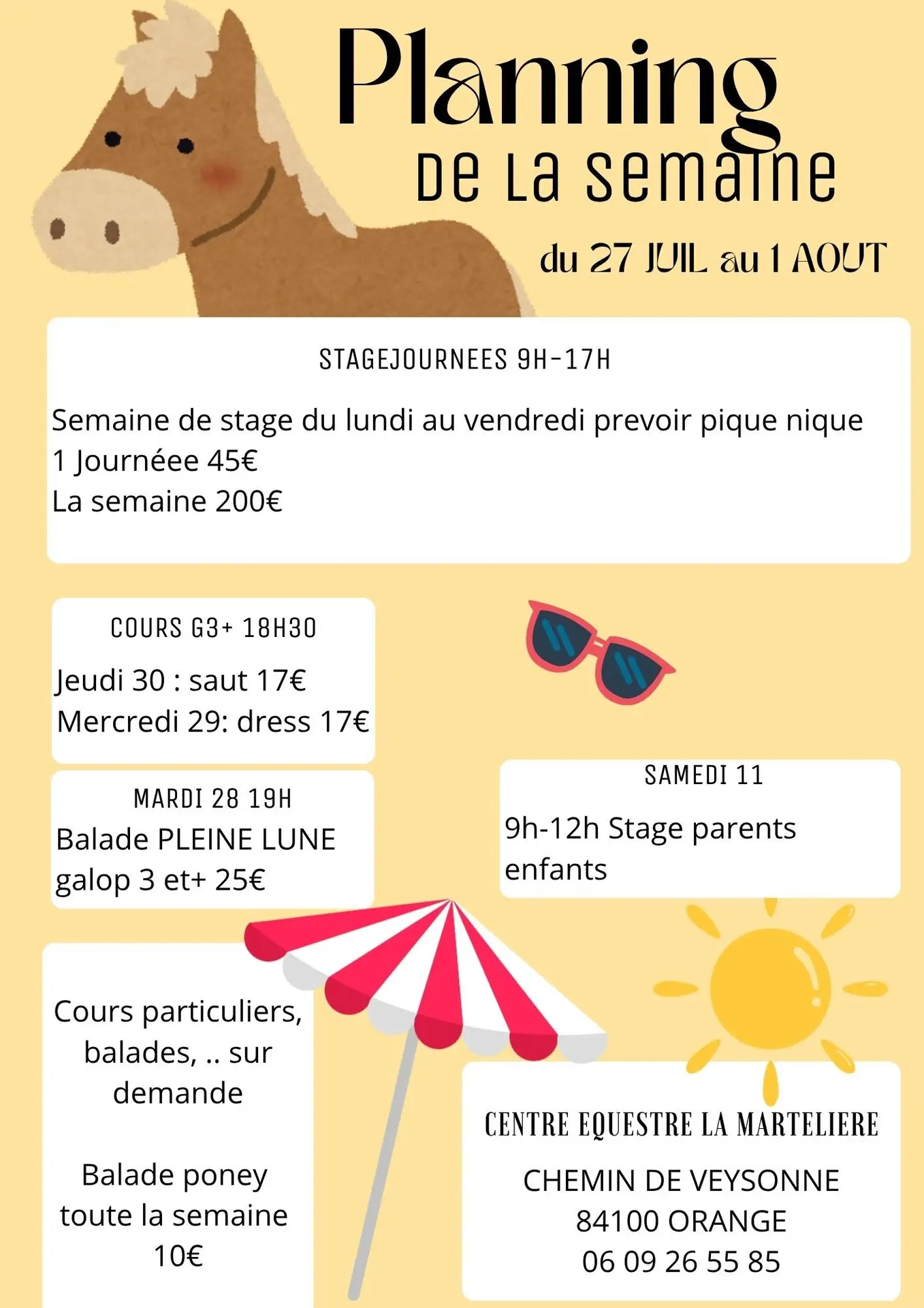 Stage d'été - Centre équestre la Martelière