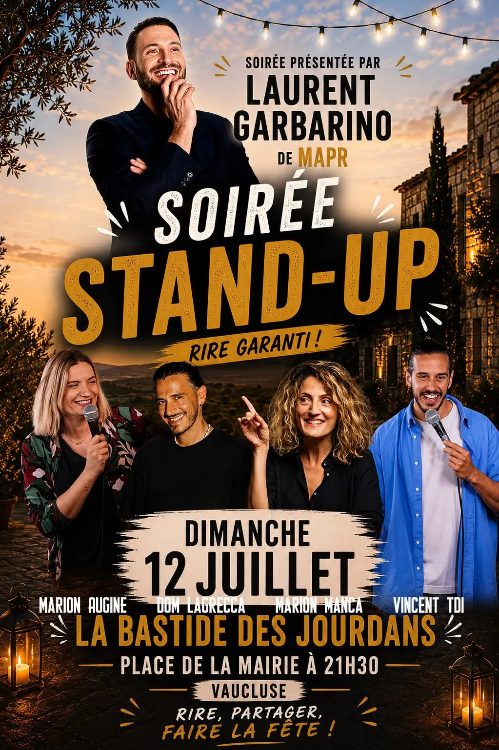 Soirée stand-up à La Bastides Des Jourdans.