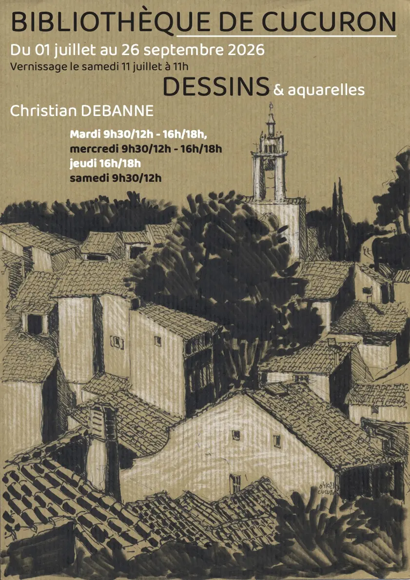 Exposition Dessins & aquarelles par Christian Debanne à la bibliothèque de Cucuron