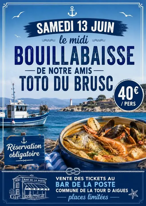La Bouillabaisse  au Bar de la Poste à La Tour d'Aigues