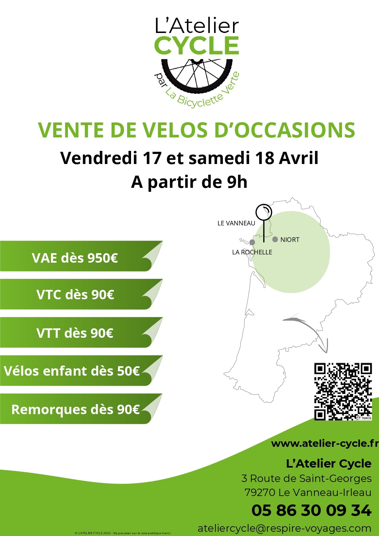 Vente de vélos d'occasion au Vanneau-Irleau