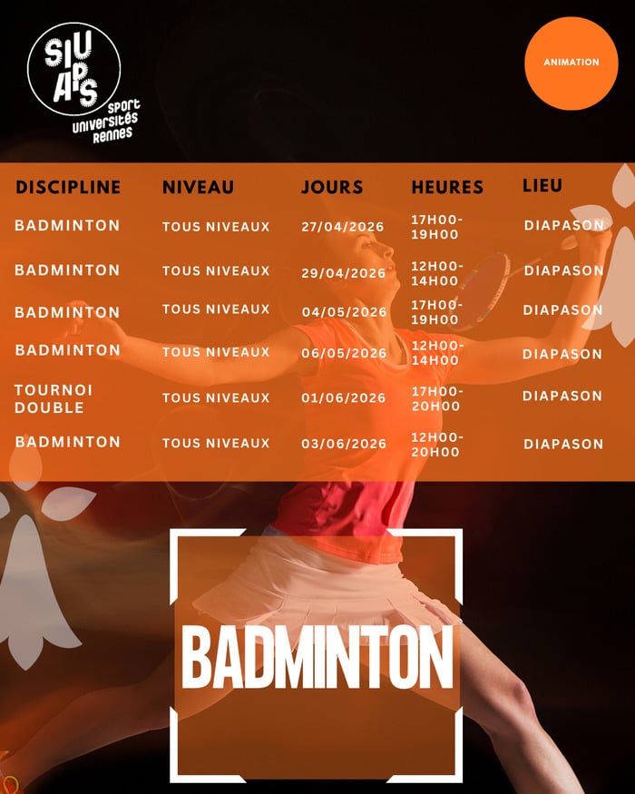 Animations badminton Mai - Juin