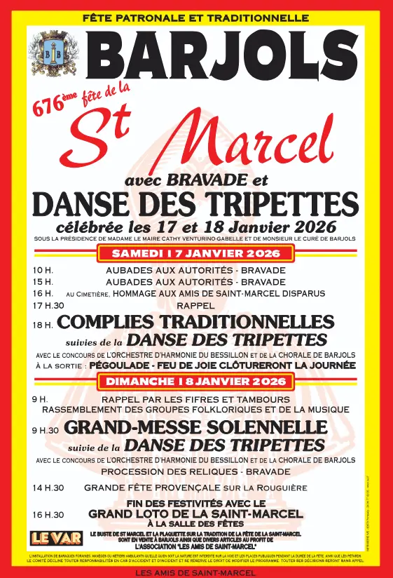 Petite fête de la Saint Marcel :  célébrations religieuses, bravades et danse des Tripettes