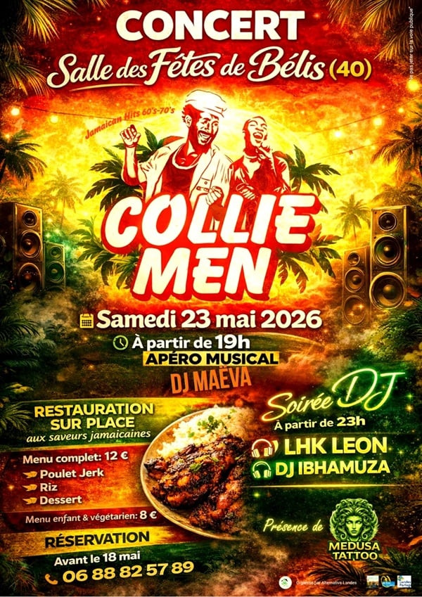 Soirée Alternative Landes : Concert Collie Men, Dj's, Tattoo & Saveurs Jamaïcaines