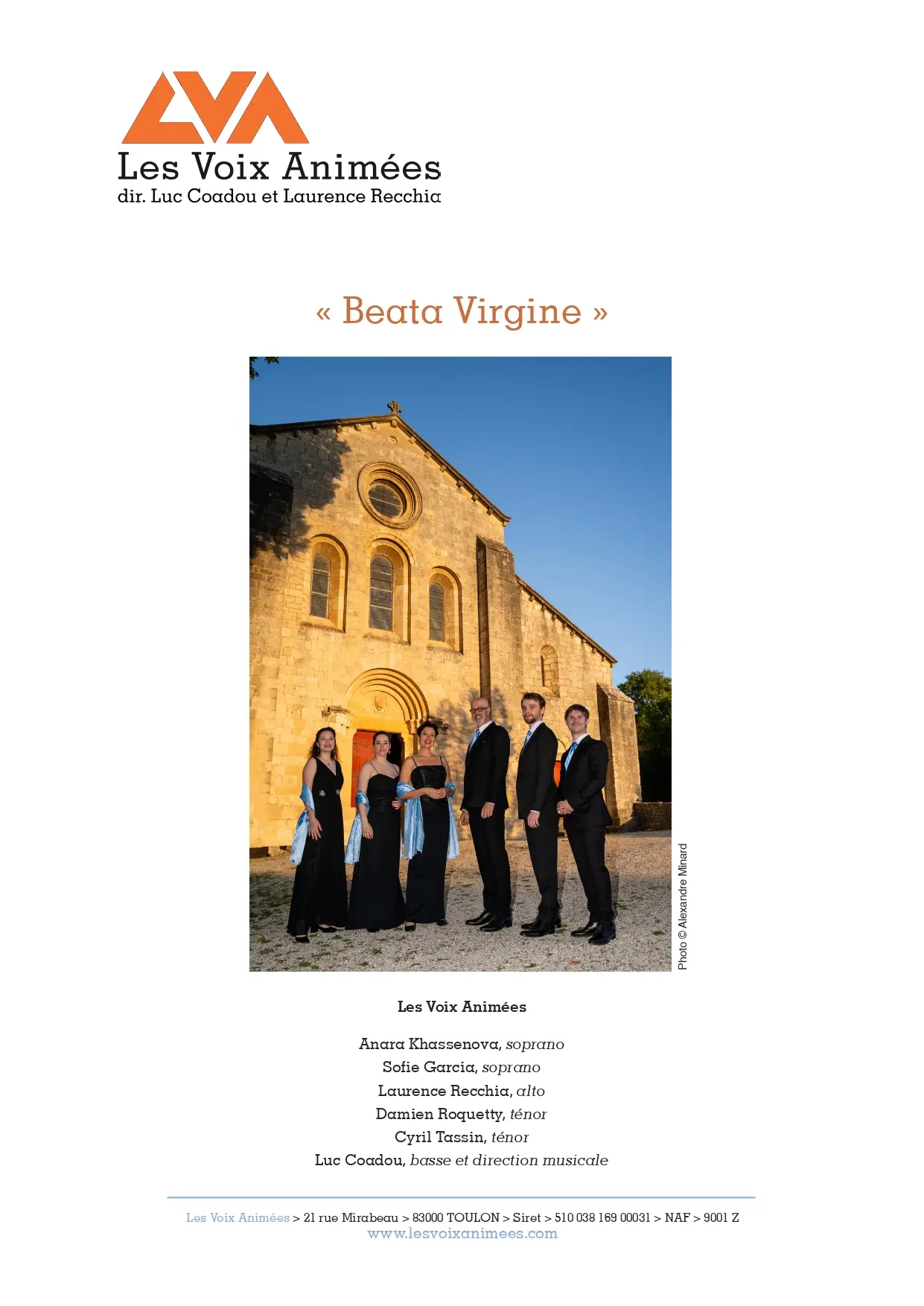 Concert de la sainte Cécile 2026 Les voix animées BEATA VIRGINE