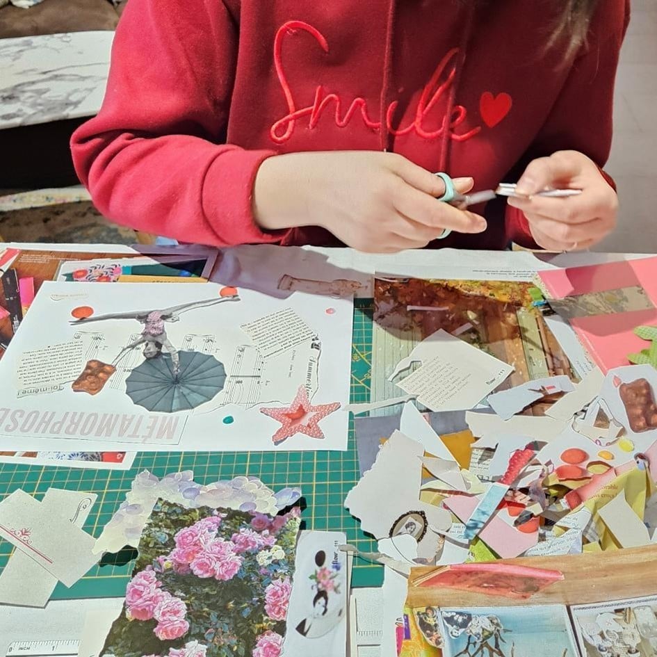 Atelier collage – Légère comme une feuille