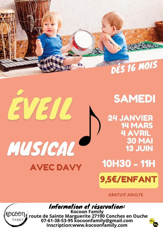 Eveil musical avec Davy, janvier à juin 2026 (dès 16 mois)
