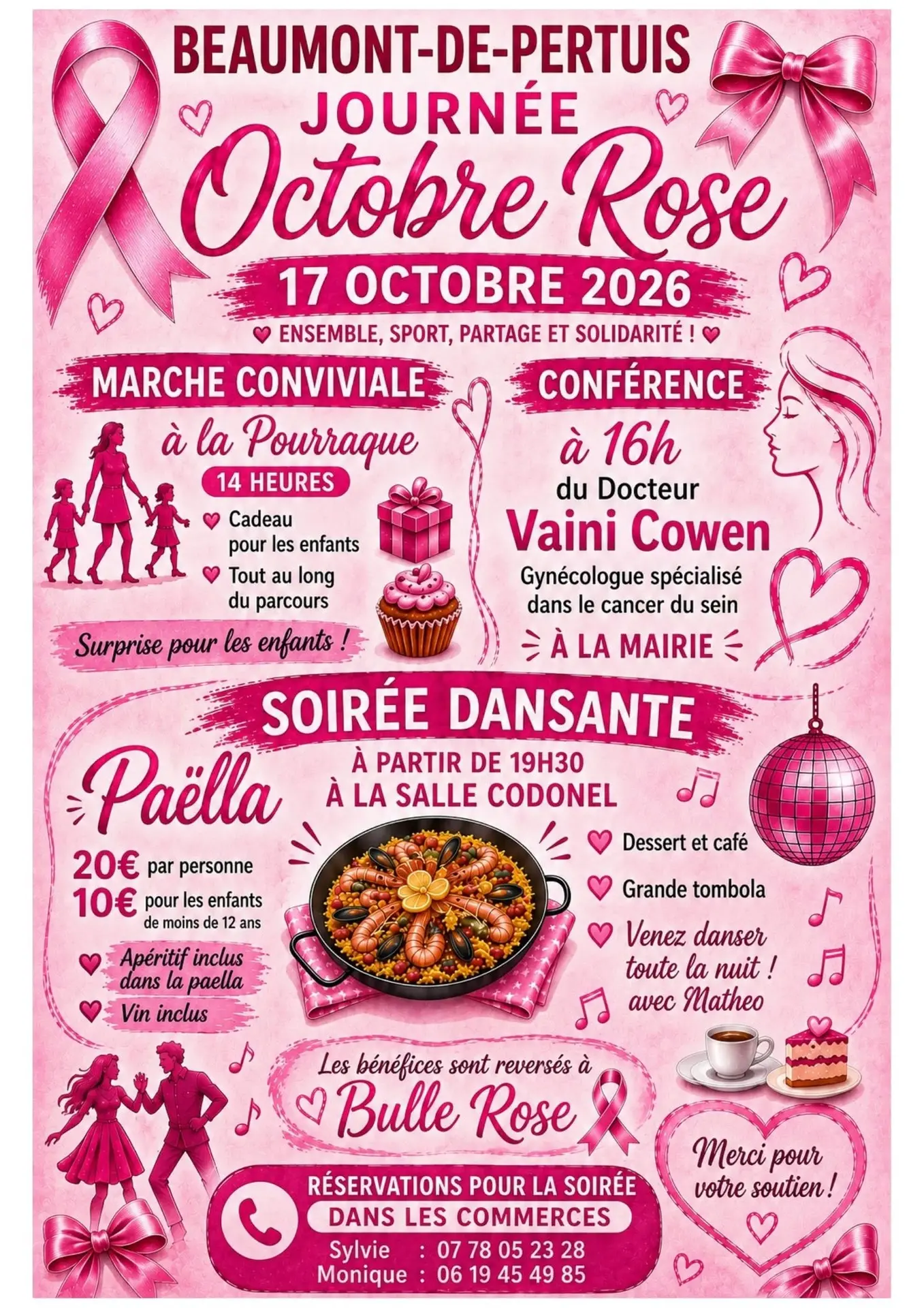 Marche conviviale, conférence, et soirée dansante à Beaumont de Pertuis pour octobre rose
